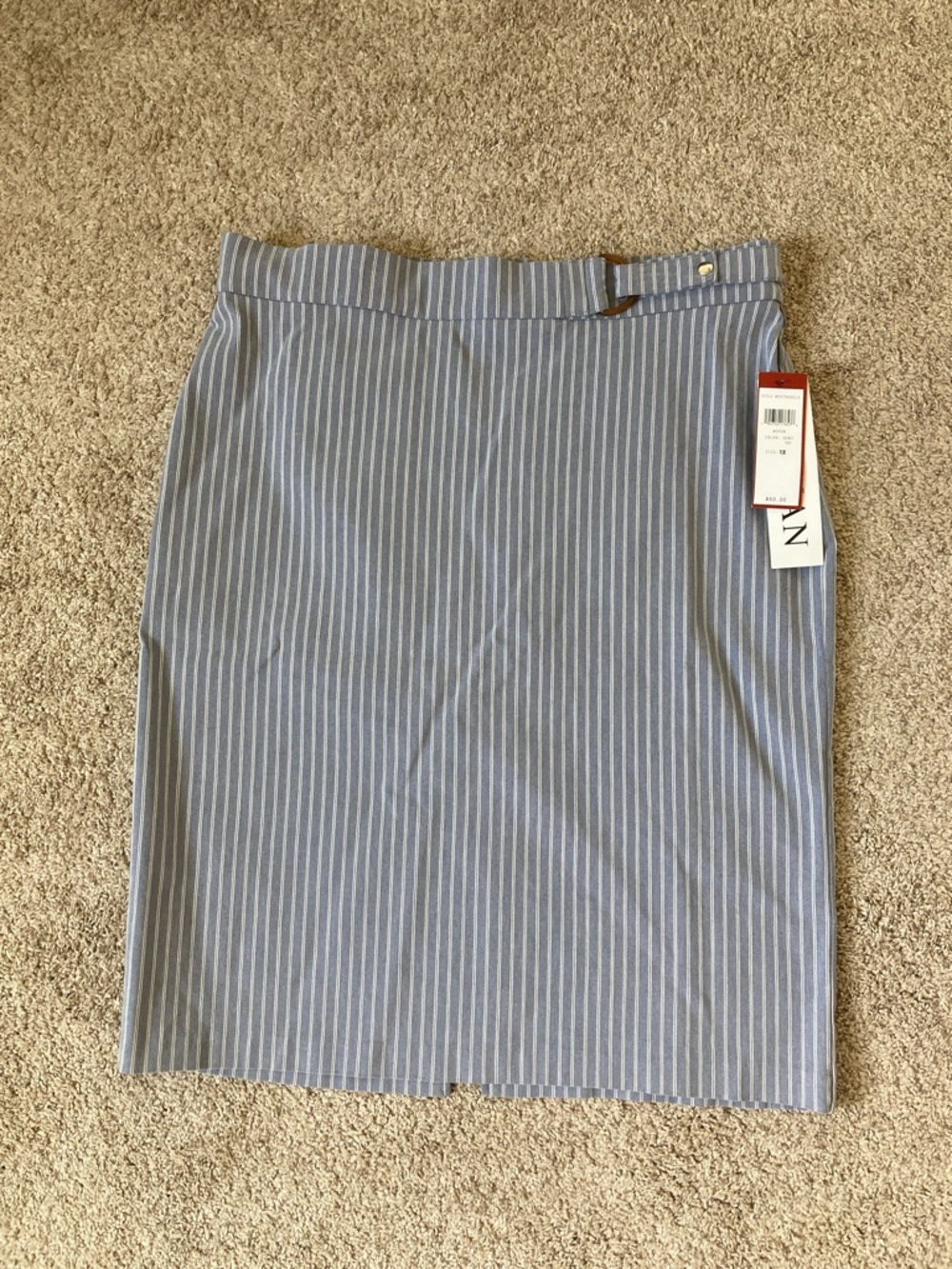 Love Scarlett blue and white striped stretch skirt size 1X new with tags